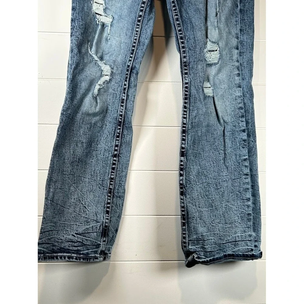 Buckle BKE Jake Straight Leg Acid Wash Distressed Blue‎ Denim Jeans 29x30 Mens